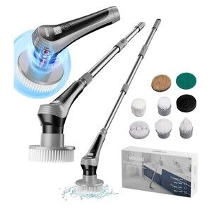Electric Cleaning Brush w Digital Display, Shower Cleaner Scrubber w 10 brush